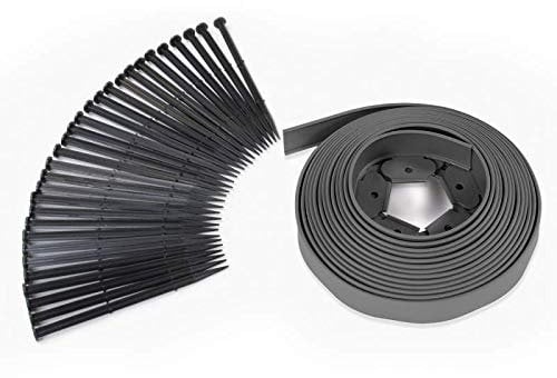 IDMarket - Bordurette de Jardin Flexible 10 M Gris Anthracite Hauteur 5 CM + 30 piquets