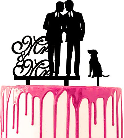 CARISPIBET Hochzeitstorte Topper Party Kuchen Acryl Silhouette Dekoration Mr & Mr Hochzeitstorte Deko