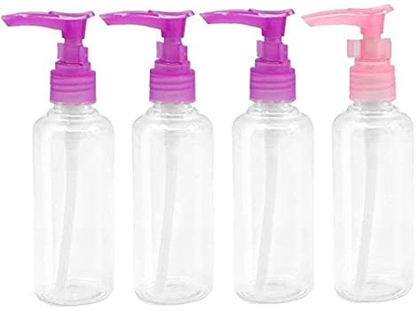 4 Pcs Empty Refillable Plastic Dispenser Pump Bottle for Lotion Shampoo Massage Oil Dispensing Bottle Pump Dispenser Bottles Shampoo Travel Bottles Random Color 100ml