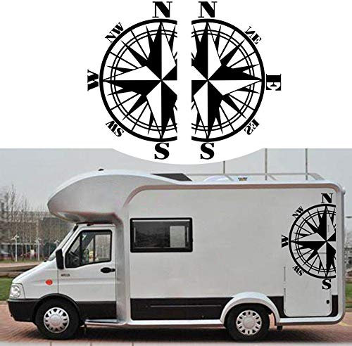 vitihipsy 2 STÜCKE Persönlichkeit Kompass Autoaufkleber Auto Karosserie Seitentür Kompass Grafik Autoaufkleber Wasserdicht Vinyl Streifen Aufkleber Aufkleber für JDM Truck SUV Geländewage