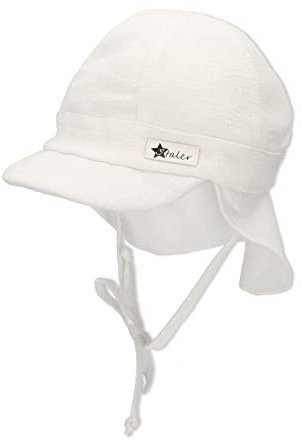 Sterntaler Jungen Schirmmütze zum Binden mit Nackenschutz Paper Sonnenhut, Weiss, 45