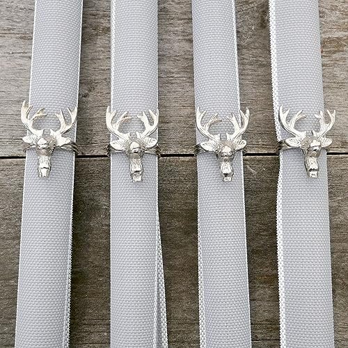 Serviettenringe Silber Hirschkopf 4er Set Tischdeko,Adventsdeko,Weihnachtsdeko