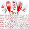 Nagel Sticker Selbstklebende, Valentinstag Nagel Aufkleber 3D Metallisch Rot Valentinstag Stickers Liebe Herz Kuss Rose Nagel Art Dekoration für Frauen Mädchen (9 Blätter)