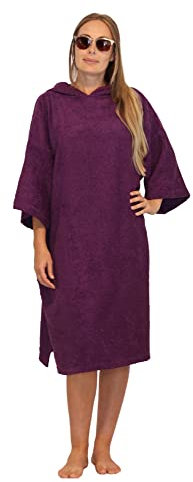 ALLEN & MATE 100% BAUMWOLLE, Unisex-Surfponcho mit Kapuze für Erwachsene – Übergroßer, schnelltrocknender, saugfähiger Wickelmantel für Strand und Schwimmen (S-M, Lila)