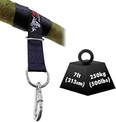 BULL DOZA FIGHT WEAR Boxing Punch Bag Strap/Sling – Heavy Duty Bag Hanger with 9mm Steel Screw Lock Carabiner - Strap Mount Black 7ft