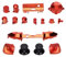 Annadue Vollständiges Game Controller Tastenset,Stoßdämpfer Trigger Volltasten Dpad RT LT RB LB ABXY Guide ON Off Tasten,Ersatzgriffe Zubehör für Series X/S(rot)