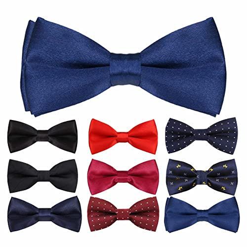 Probuk Kinder Jungen Fliege 10 * 5cm Polyester Klassische Verstellbare Schleife in unifarben mit Hakenverschluß Gummizug Ausgefallene Plain Bowties für Hochzeitsfeier/LäSsige/Formelle