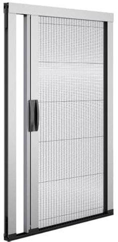 Zanzariera Laterale Plisse Porta Finestra Scorrevole in Kit Fai da Te Avvolgibile In Alluminio Verniciato Accessori Inclusi Bianco Marrone Varie Misure (185 x H235 CM, Bianco RAL 9010)