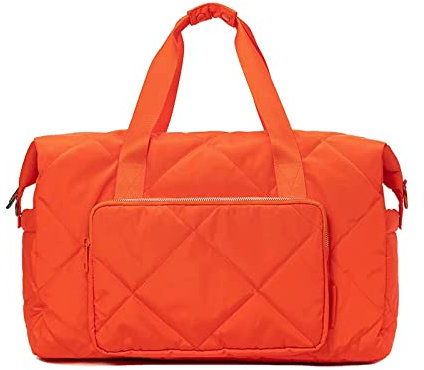 Tinzonc Sporttasche für Damen, Reisetasche, Schultertasche, Wochenendtasche, Übernachtungstasche für Damen, Mädchen, Reisen, Fitnessstudio, Yoga, Orange, rot, Casual
