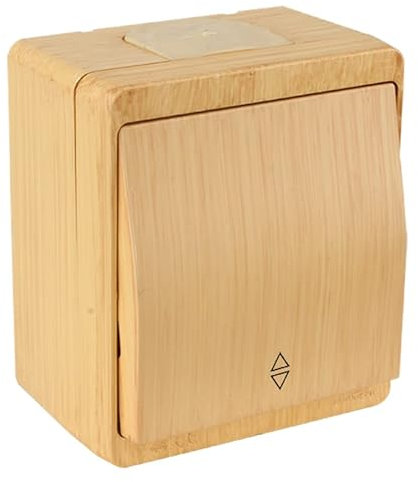 Aufputz Wechselschalter Holz Optik/Holzfarben · Buche/Kiefer Imitat · IP44 / für Feuchtraum geeignet · Mutlusan · AP Serie NEMLIYER