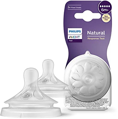 Philips Avent Responsive Stillschnuller Natural 6m+, 2 Stück (Modell SCY965/02),Abfluss 5-6m+