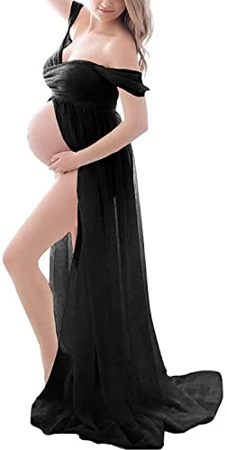 LAEMILIA Robe Grossesse Shooting Photo Robe Maternite Robe Femme Enceinte Eté Grande Taille Tenue Grossesse Photographie Elégante Retro pour Mariage Soirée Cocktails Cérémonie Plage S-XL