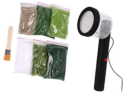 perfk Mini Applicatore per Floccatrice, Applicatore di Erba Statica Floccaggio Statico con 6 Sacchi di Erba Statica per L'abbellimento del Prato Macchina, Architetture Paesaggistiche