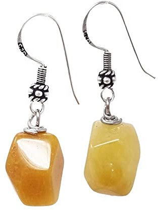 Orecchini di Perline da Donna | Orecchini in Argento Sterling a Forma di Goccia con Pietre Preziose Naturali fatte a mano - Idee Regalo per le Donne (Giada Gialla)