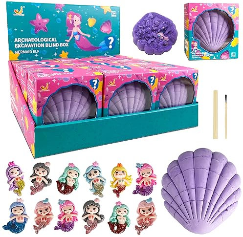 Hitish Meerjungfrau Ausgrabungsset, 12 Überraschungs Mermaid Entdeckungen, Tolles Wissenschafts STEM Spielzeug Bergbau Set, Party Favors Geologie Geschenke für Kinder ab 3 Jahren