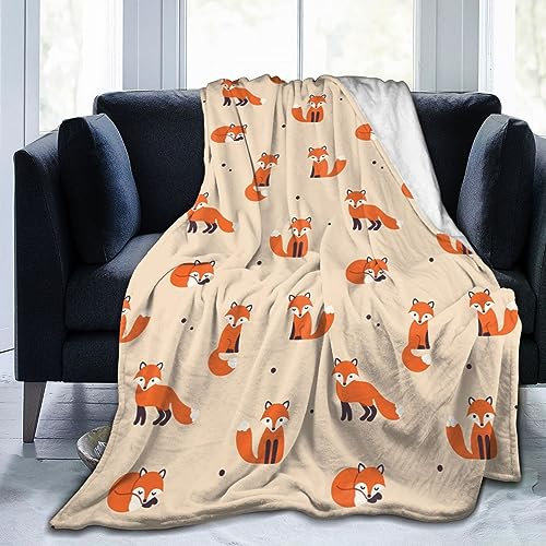 Fox Weiche Decke, flauschiger Überwurf für alle Jahreszeiten, warm, leicht, Fleece, Überwurf, Flanelldecken für Bett, Sofa, Couch, Reisen, Zuhause, Wohnzimmer, Dekoration, 127 x 152 cm