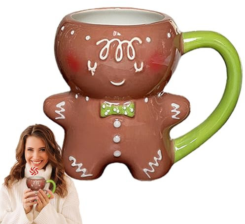 Christmas Coffee Mug Gingerbread Man Decoration Christmas Figure Ceramic Cup Water Cup for Boys Girls Cute Gingerbread Graphics Christmas