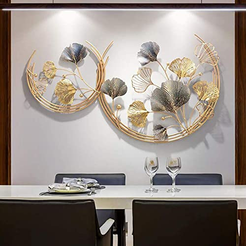 ASUDEN Moderne 3D-Wandskulptur für Zuhause, Metall-Wandkunst-Dekor, Ginkgo-Blatt-Formen, Metall-Wand-Kunst-Dekor, Metall-Kunst-Wandskulptur für Schlafzimmer