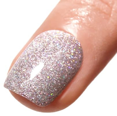 Firedeep Glitter Gel Polish 16ml Silver Glitter Gel Nail Polish UV/LED Soak Off Nail Polish Nail Art Manicure at Home Diamond Gel