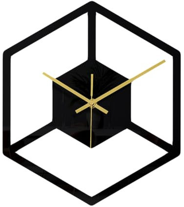 WOFASHPURET Moderne Wanduhr Sechseckig Geräuschlos Batteriebetrieben Vintage Dekoration Für Wohnzimmer Und Schlafzimmer Design
