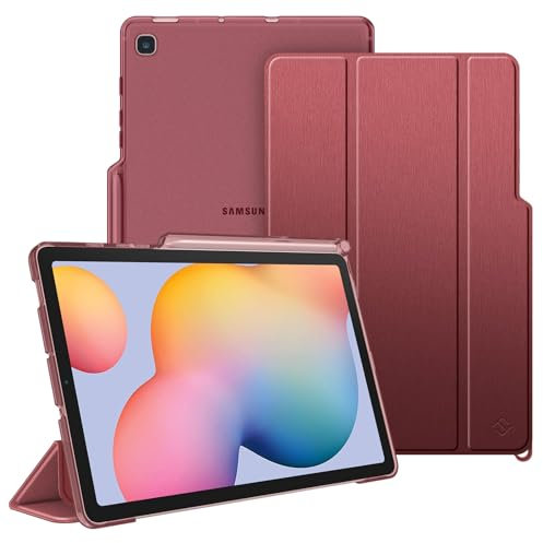 Fintie Hülle für Samsung Galaxy Tab S6 Lite 10,4 Zoll 2024/2022/2020 Tablet - Slim Schutzhülle mit Transparenter Rückseite Cover und Auto Schlaf/Wach Funktion, Weinrot