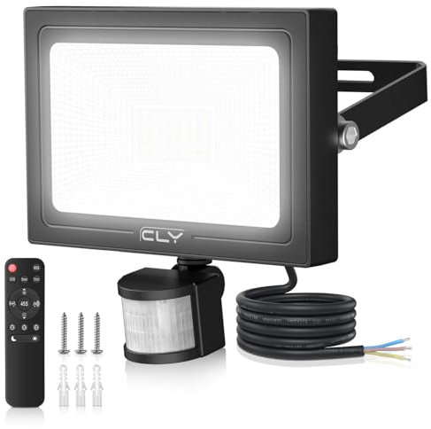 CLY 35W LED Strahler mit Bewegungsmelder Außen Fernbedienung 3290LM 6500K Kaltweiß LED Fluter mit Sensor IP66 Wasserdicht Außenstrahler 4 Modi 10 Helligkeitsstufen Scheinwerfer für Garage Garten Hof