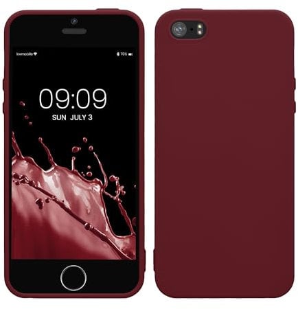 kwmobile Hülle kompatibel mit Apple iPhone SE (1.Gen 2016) / iPhone 5 / iPhone 5S Hülle - weiches TPU Silikon Case - Cover geeignet für kabelloses Laden - Bordeaux Violett