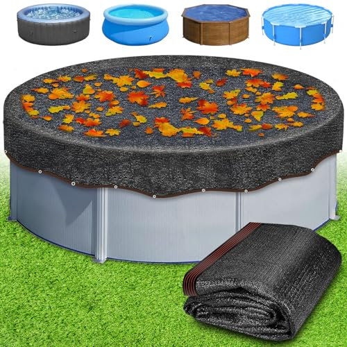 Pool Leaf Net Covers - 15ft Round, Black