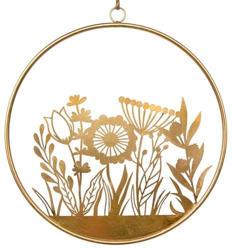Logbuch-Verlag Türkranz floral aus Metall Goldener Türschmuck Blumen-Kranz Dekokranz für Haustür Ganzjahresdeko Ø 40 cm