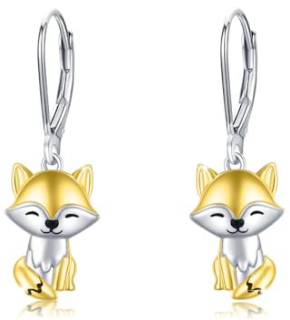 Fuchs Ohrringe Mädchen Gold Creolen 925 Sterling Silber für Damen Tier Kreolen Schmuck für Tochter
