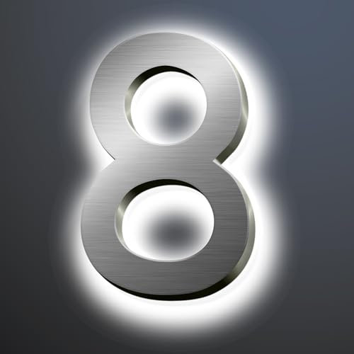 Numeri Civici Retroilluminati A LED Per Casa, Numero Civico Moderno In Acciaio Inossidabile Per Esterno, Insegna Indirizzo di Casa Illuminato, Numeri Civici In Metallo
