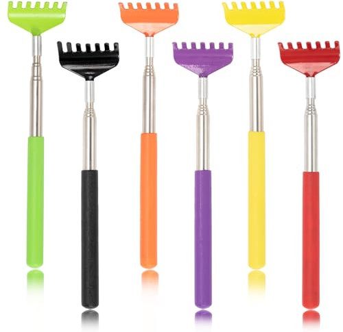 6 Pcs Rascador Espalda, Acero Inoxidable Rascador de Espalda, Escalable Back Scratcher Masajeador Manual