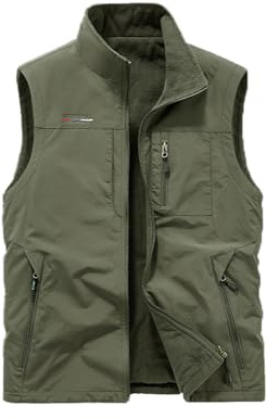 Vivikivi Fleece Gilet For Men, Waterproof Sleeveless Jacket | Men’s Warm Winter Outerwear Vest with Pockets Reversible Body Warmer for Work Fishing Photography Outdoor Sport