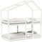 Gecheer Etagenbett Hochbett mit Lattenrost Kinderhochbett Doppelstockbett, mit Dach Weiß 90x190 cm Massivholz Kiefera