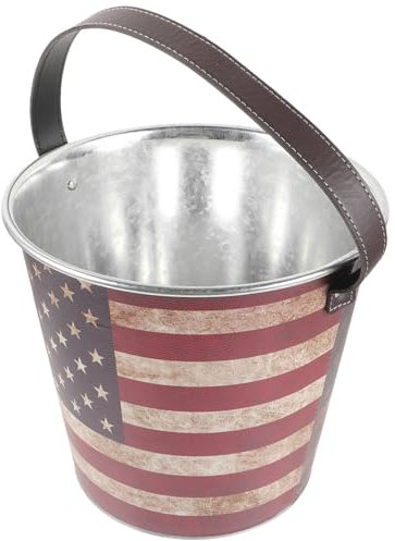 GRADENEVE Eiskübel Im Retro-stil Aus Eisen Bierzapfanlage Für Dosen Eiskübel Für Partys Weinkühler Schwimmbad Flaschenbier Kleiner Eimer Eisbehälter Wiederverwendbar Cocktail Wanne Leder Rot