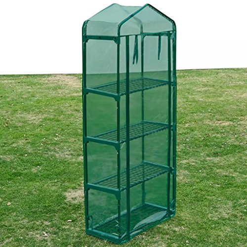 Homgoday Invernadero con 4 estantes Invernadero de Jardín Vivero Casero Plantas Cultivo Invernadero Huerto Caseta de Jardín