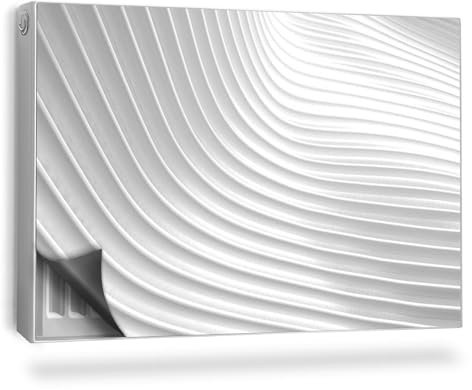 Cache Radiateur 90x60 cm Protège et Décore pour Salon et Cuisine Couverture Magnétique Facile à Installer Tapis Design pour Radiateurs - Structures géométriques Lumineuses, plissage