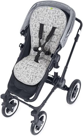 Priebes Sitzauflage Kinderwagen - Ergonomische, Zweiseitig Verwendbare Sitzauflage Buggy - Baumwollstoff & Mesh, Temperaturregulierend, Waschbar, Größe 32x80 cm, Buggy Einlage