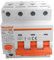 MeanWell Interrupteur magnétothermique différentiel triphasé type A 300 mA, RCBO 3P+N C16 16 A, courbe C 6000A 380 V, 4 pôles de 4 modules de barre DIN