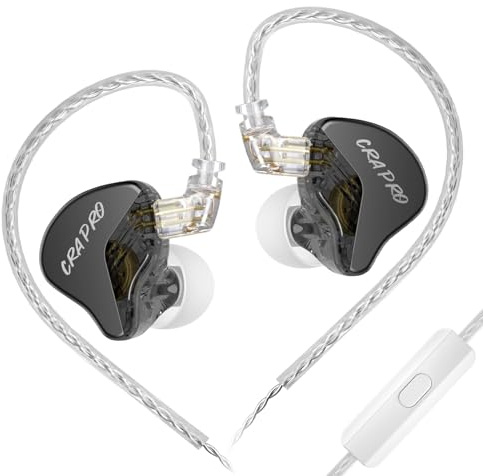 CCA CRA PRO in Ear Monitor Headphones, Ultra-Thin DLC Diaphragm Dynamic Driver Gaming Earbuds, Clear Sound & Deep Bass, IEMS for Singer Musicians Drummers DJ