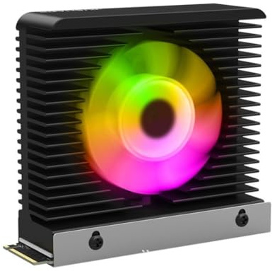 Uxsjakjsd ARGB M.2 2280 SSD Heatsink M.2 SSD Heatsink Cooler with 4PIN PWM Fan with Thermal Pad Radiator Heat Sink A