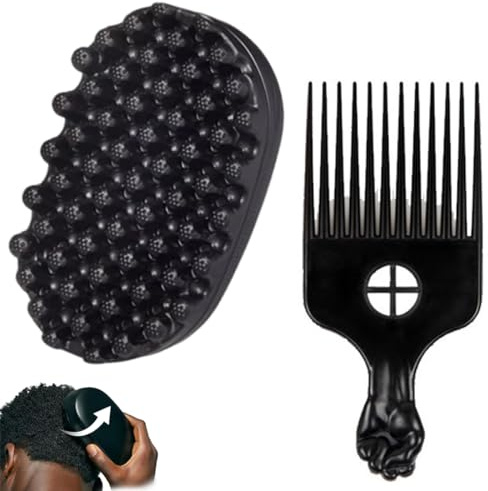 GXGM 2 Pezzi Pennello per capelli, spazzola per capelli ricci, pettine a forcella ad ago in acciaio, spazzola a tratto di torsione, per capelli per capelli ricci intrecciati