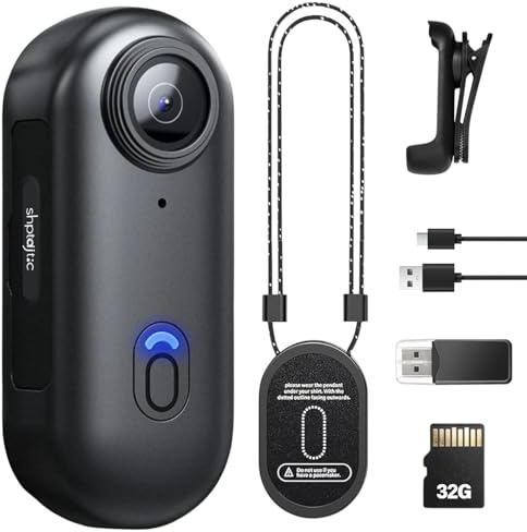 1080P Körperkameras mit Audio- und Videonachzeichnung - wasserdichter 1080P-Körperkamera, magnetisch und mit 360°-Klammer, 150-Minuten-Batterie fürs Radfahren, Spazierengehen mit Tieren(32G-basic)