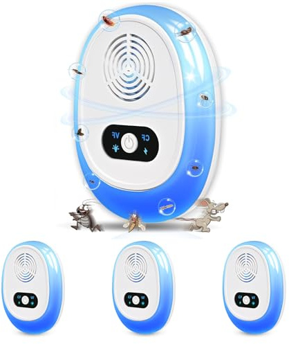 2026 Strongest Mouse Repeller Plug in, 4PCS Ultrasonic Pest Repeller for Indoor Use, Effective Pest Control for Mice, Rats, Spiders, Cockroaches - Safe for Pets & Humans