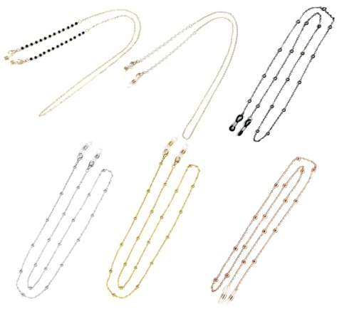 6 Pièces Chaîne de Lunettes, Cordon Lunettes Chaine Morceaux ChaîNe Lunettes Ruban de Lunettes Dames Perles Colorées Anti-dérapant Cordon Lunette Sport Accessoire Décoratif pour Femmes Hommes