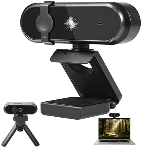 ZestEcho 1080P HD Webcam with Privacy Cover USB Camera Built-in Mic | Plug and Play webcam with tripod stand, wide angle lens for laptop desktop video calls meetings streaming remote work