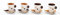 Set 4 tazze + 4 piattini da Cappuccino, Tè, Tisana, Caffè lungo, design moderno in porcellana collezione Mandorle PB14451
