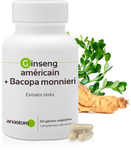 Ginseng americano + Bacopa monnieri 423 mg - 60 Cápsulas