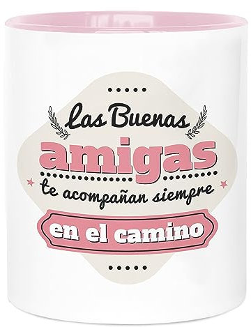 LA MENTE ES MARAVILLOSA - Taza de Cerámica con Frase y Dibujo |Las Buenas Amigas te Acompañan Siempre en el Camino| 330 ml Regalo Original para una Persona Especial, Taza de Café y Té