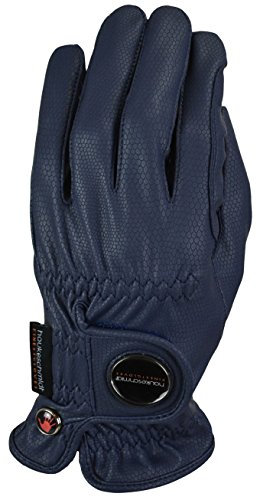 Hauke Schmidt Reithandschuh Modell 'A touch of class' blau marine Kunstleder sehr elastisch griffig haltbar super Tragegefühl maschinenwaschbar, Handschuhgröße:7.5
